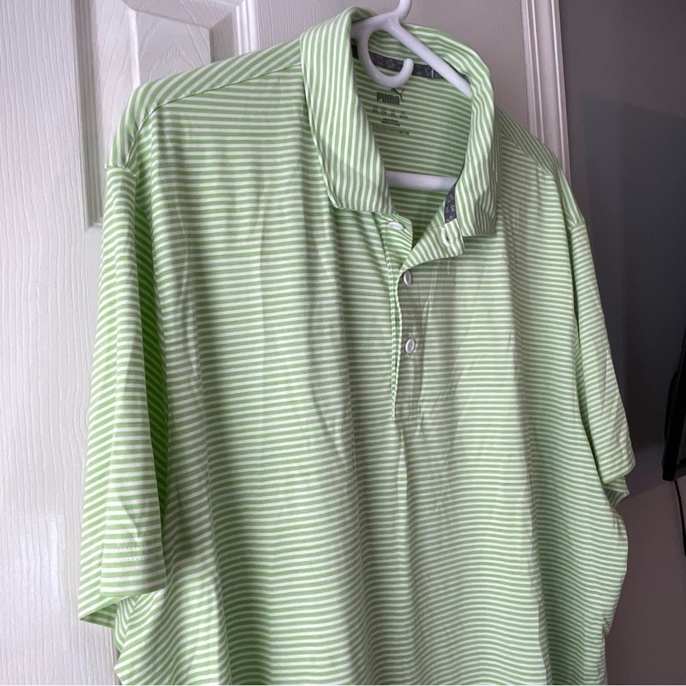 Puma Polo Shirt Mens XXL Striped Golf Short Sleeve Logo Lightweight Collared - Picture 14 of 16
